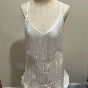Lulu's NWOT White Fringe Mini Dress